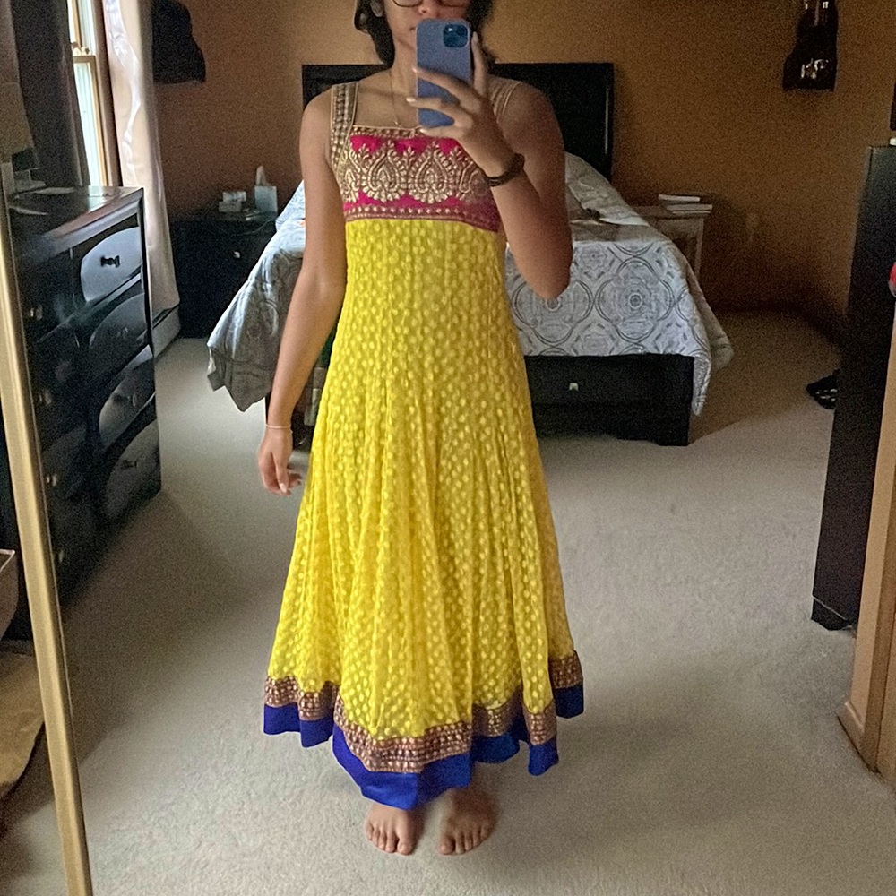 Yellow Anarkali Indian Dress Salwar Lengha